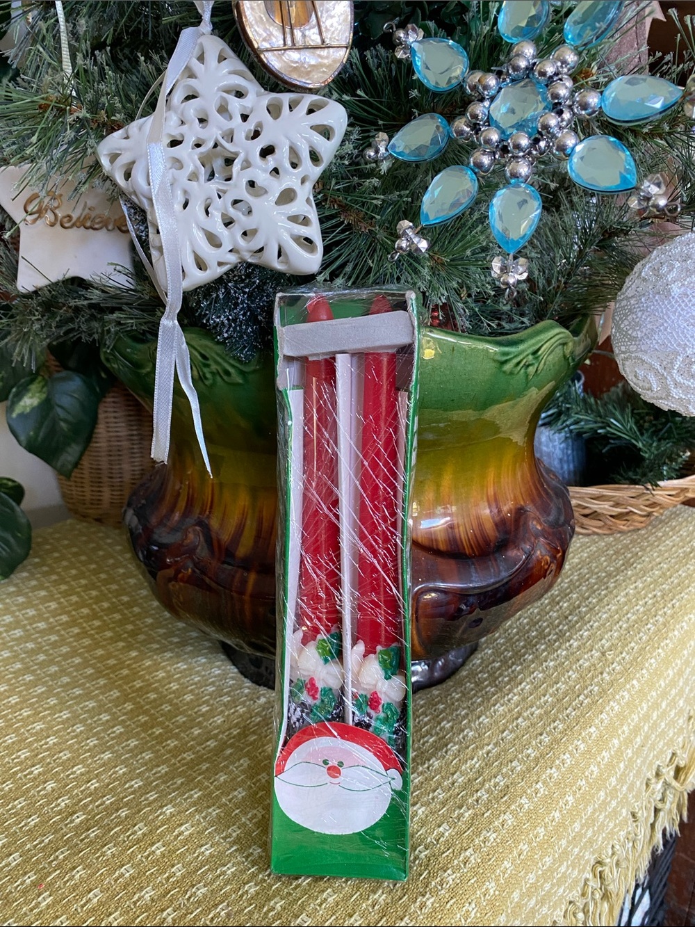 NEW VINTAGE WITH TAGS=Woolworth’s 10” Red Holiday Taper Candles